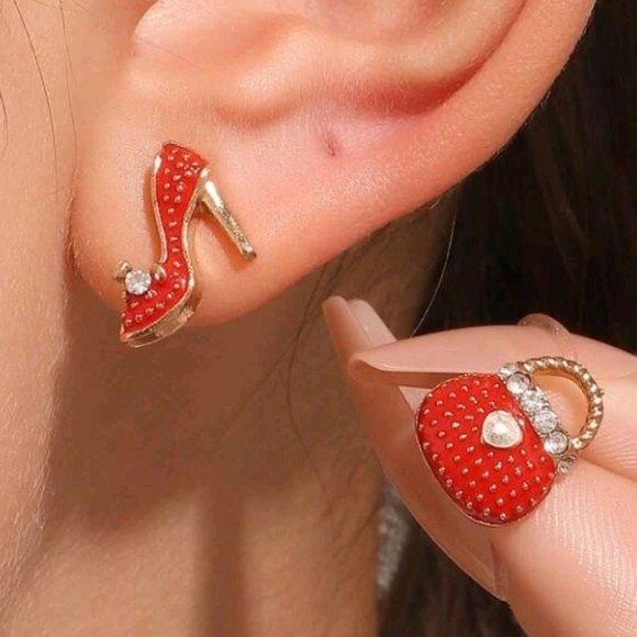 4/$40 New Red Heel & Handbag Stud Earrings - Picture 4 of 6